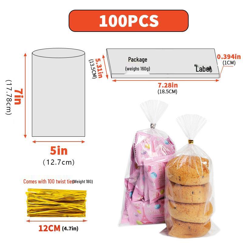 Clear Drawstring Packaging Bag for Cookies, Bread, Candy, and Baked Goods