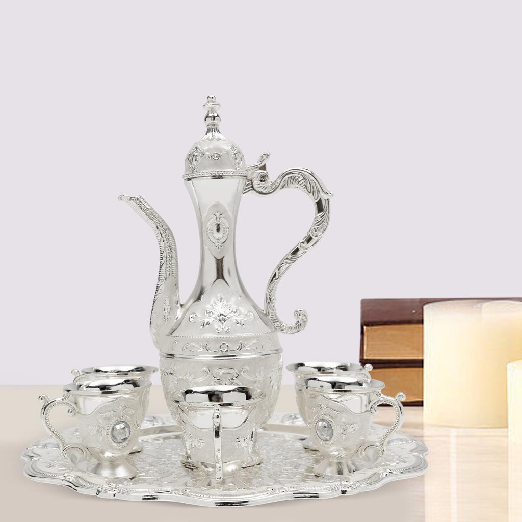 Vintage Turkish Coffee Pot Set with 6 Cups and Tray Gorgeous Tea Set Birthday Gift Home Decor Kitchen Accessories Barista Tools