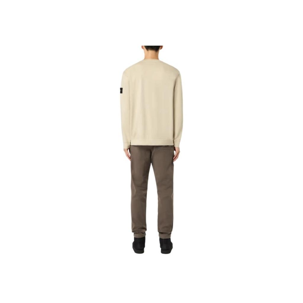 STONE ISLAND Ribbed Crew Neck Pullover Long Sleeve Sweatshirt Men Sweatshirt Beige 811563750-V0097