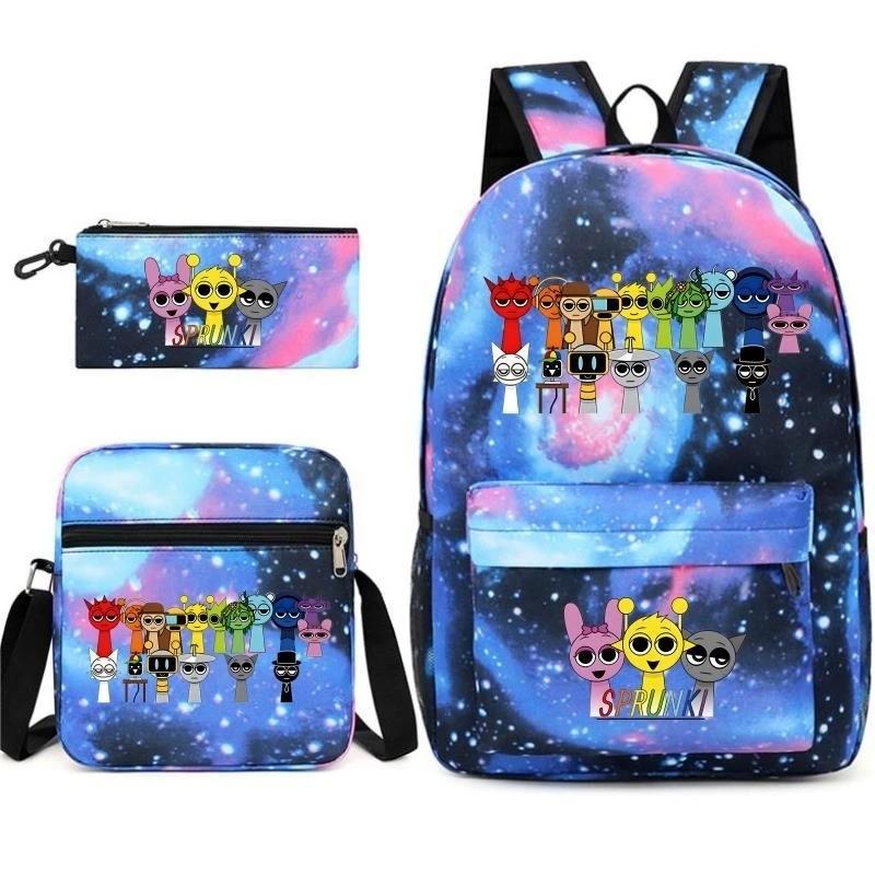 Game Merchandise Cartoon Printing Fashion Children'S Pencil Case Messenger Bag Three-Piece Set Primary And Secondary School School Bag