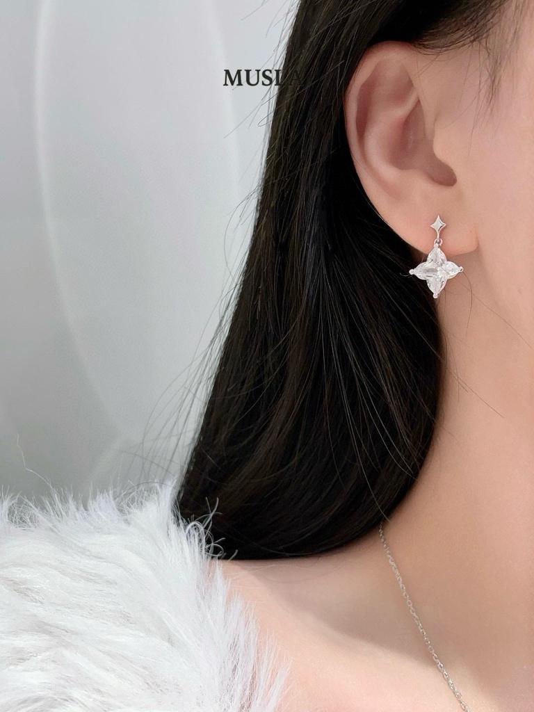 Musla Design Jewelry For Women Water Drop Hoop Earrings 925 Sterling Silver Earrings Zircon Fashion Stud Earrings
