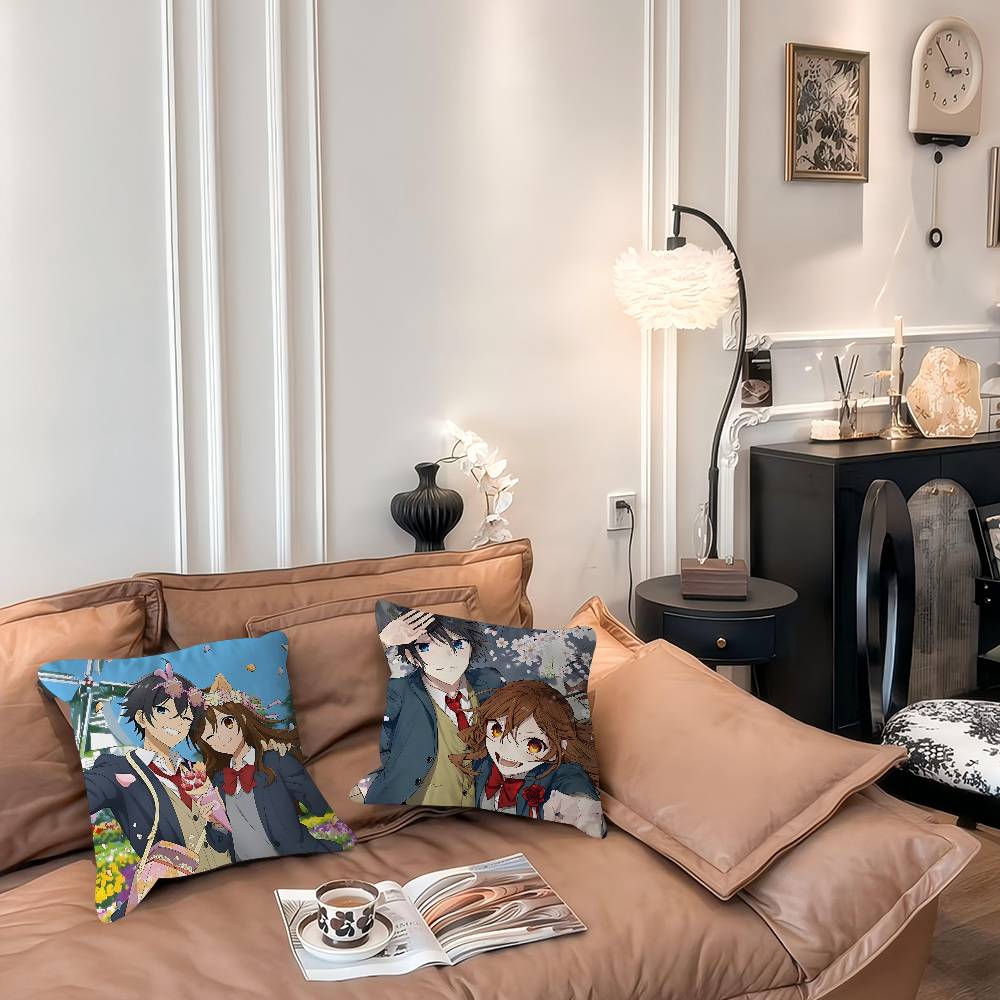 Anime H-Horimiya Cushion Cover Inches Farmhouse Decor Home Throw Pillow Covers for Couch Decorations