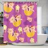 Adorable Cartoon Animal Umbrella Shower Curtain For Kids Bathroom Decor Waterproof Washable Purple Pink Colorful Garden Flower P