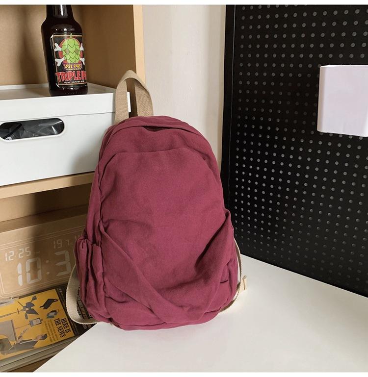 

Японский плиссированный маленький рюкзак рюкзак из выстиранной парусины повседневный маленький школьный рюкзак для учеников средней школы для мальчиков и девочек фуксия