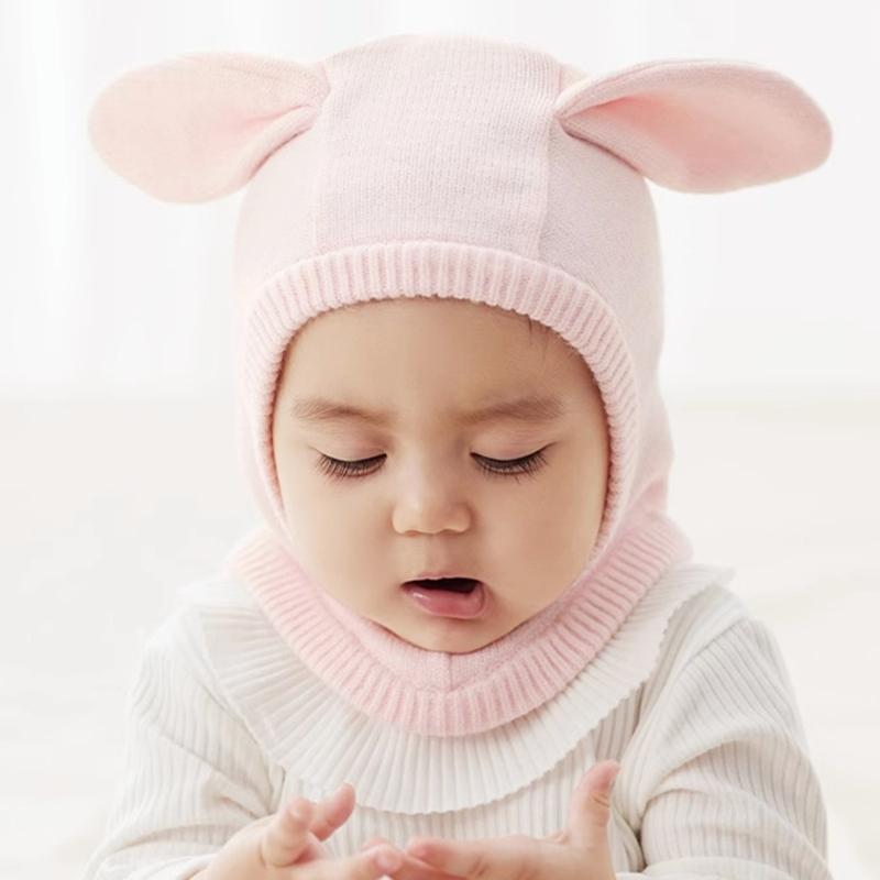 Baby Strickmütze, Herbst Winter Baby Mädchen Jungen Kopfschutz Mützen Kappe Integrierter Ohrenschutz Mütze Warme Mütze Kappe