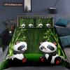 Panda Duvet Cover Set Cartoon Style Cute Kawaii Bear Drawing Comforter Cover For Kids Polyester Bedding Set King Queen Full Size