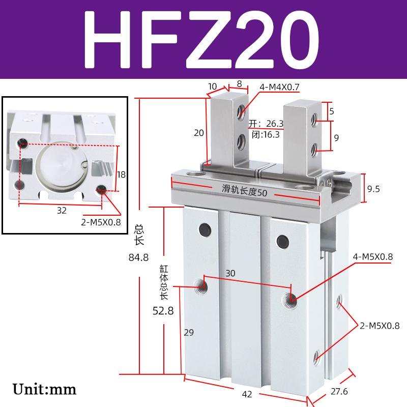 Cylinder HFZ6 HFZ10 HFZ16 HFZ20 HFZ25 HFZ32 HFZ40 HFZ Parallel Style Pneumatic Air Gripper Double Acting Gripper