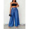 Women Fashion Vintage High Waist Loose Wide Leg Casual Long Pants