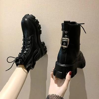 Moda Feminina Sapatos Curtos Biker Chunky Botins de Tornozelo Femininos Preto Botins Plataforma Em Promoção Tendência Y2k 2024 Designer Luxo Pu Quente 39