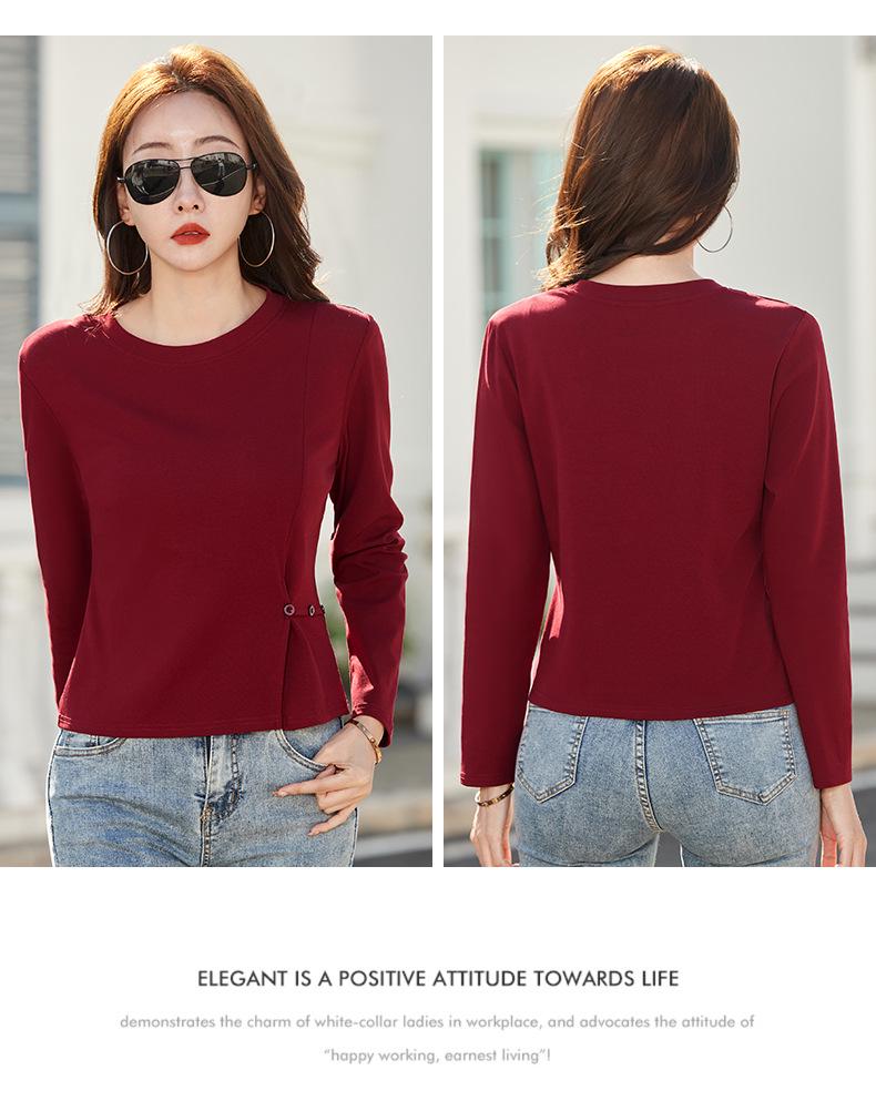 Women’s Slimming Round Neck Long-Sleeve T-Shirt for Spring/Autumn