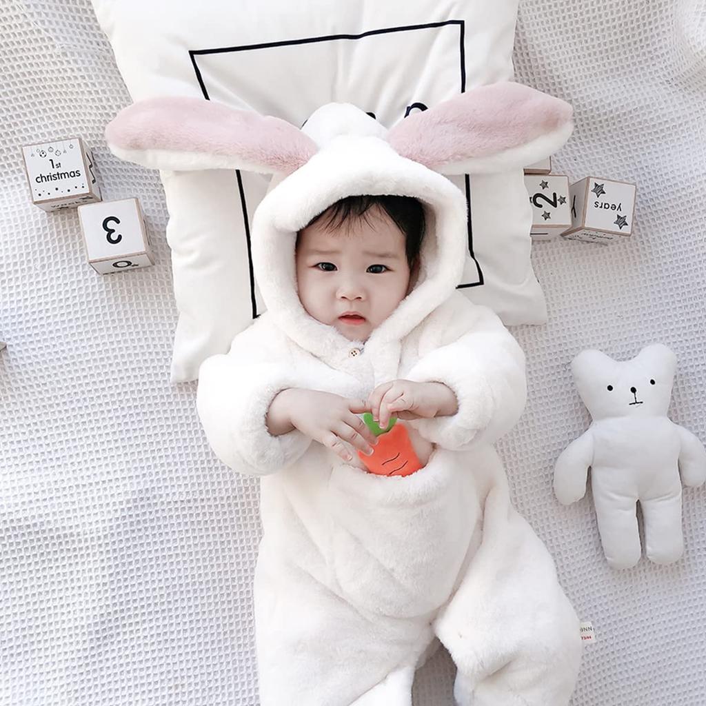 Cold Hooded Fluffy Winter Rabbit Baby Baby Shower Girl 100th Day Present [Famuka] Coveralls, Weather, Rompers, Jumpsuits, Costumes, Costumes, Clothes,