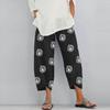 Women's Printed Elastic Waist Capri Pants Cropped Trousers