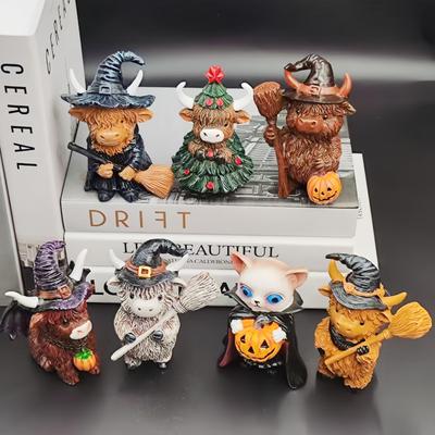 Highland Kuh Resin Ornament - Niedliche Halloween & Weihnachten Heimdeko Geschenk