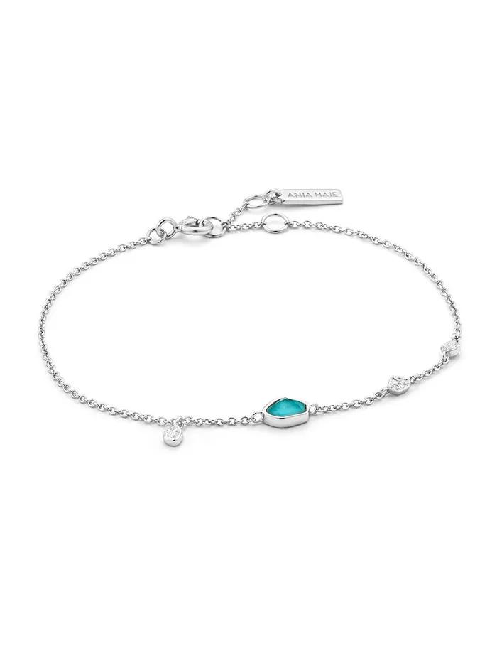 Turquoise Disc 925 Silver Bracelet B014-01H