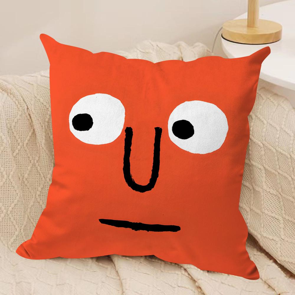 Aesthetic Art J-Jean-Jullien Cushion Cover Silky Short Plush Invisible Zipper Dustproof Sofa Pillow Case For Home Decor