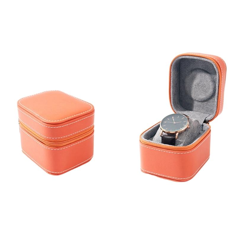 Compact Single Watch Travel Case For Watches And Smartwatches Up To 55mm With PU Leather And Microsuede Interiors