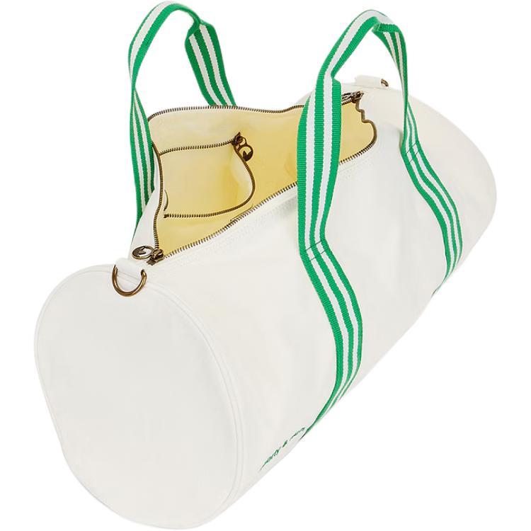 Adidas Originals 29L Letter Logo Color Block Design Polyester Canvas Travel Bag Unisex Bags White Green JN1980