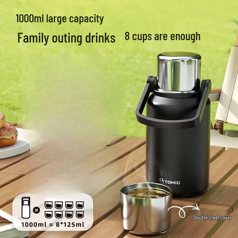 Temeike 1L Double-Layer Stainless Steel Sports Kettle