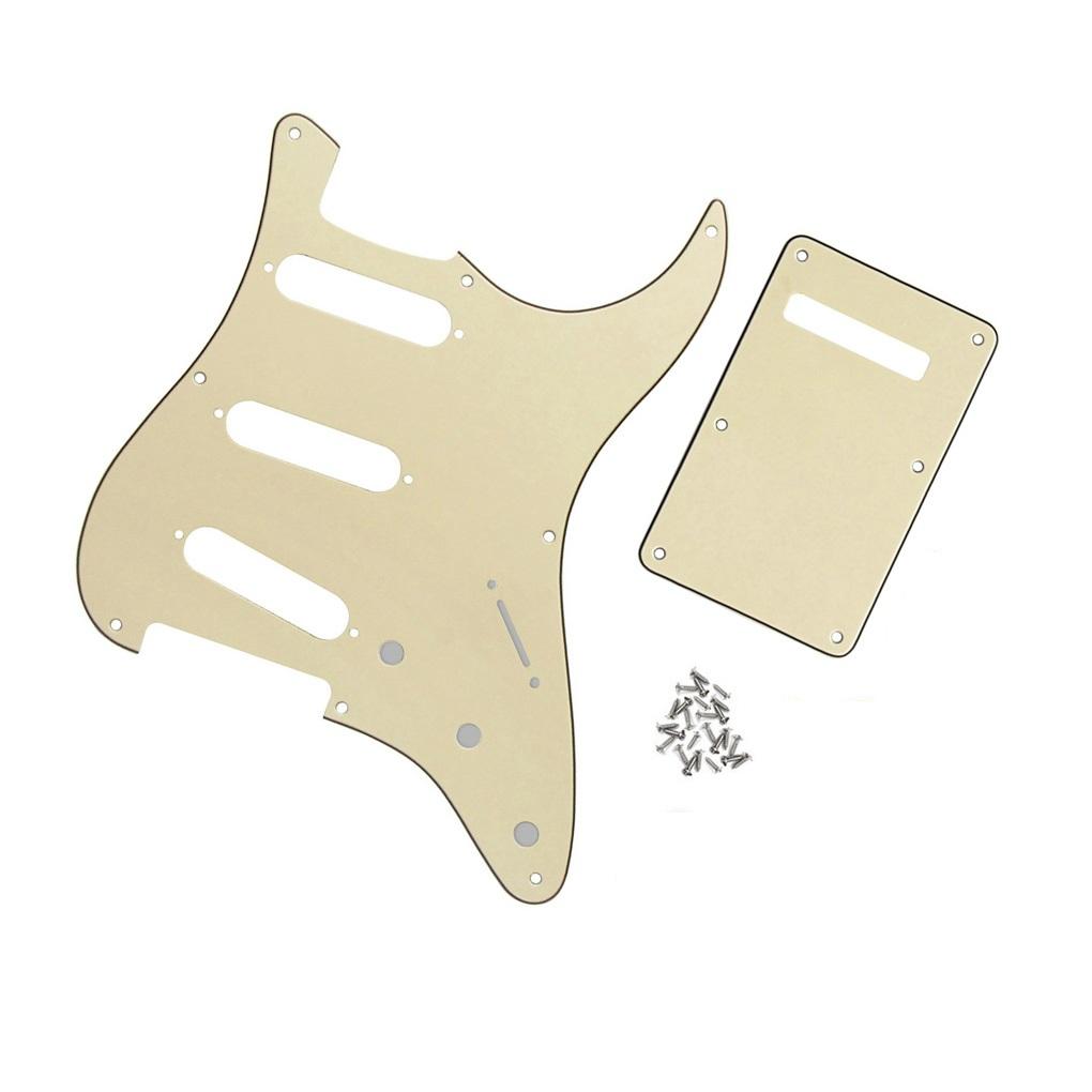 FLEOR Vintage 8-Hole Pickguard 3Ply Cream SSS Guitar Pickguard Back Plate Set & Screws for ST Electric Guitar Parts China Mainland