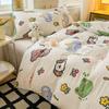 Small Clear Four-piece Set of Washed Cotton Sheets, Quilt Cover Three-piece Set of Bedding