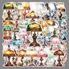 50 Retro Cartoon Desk Lamp Stickers - Waterproof Decorative Stickers for Glass, Walls, and Stationery