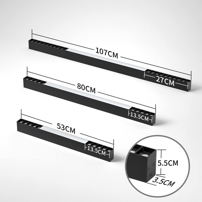 Plafonnier LED - NETTLIFE - 80 cm 25W - Dimmable - Télécommande - Noir métal