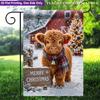 Christmas Fluffy Cow Garden Flag, Polyester Fabric Single Sided, for Christmas Party Home Decor