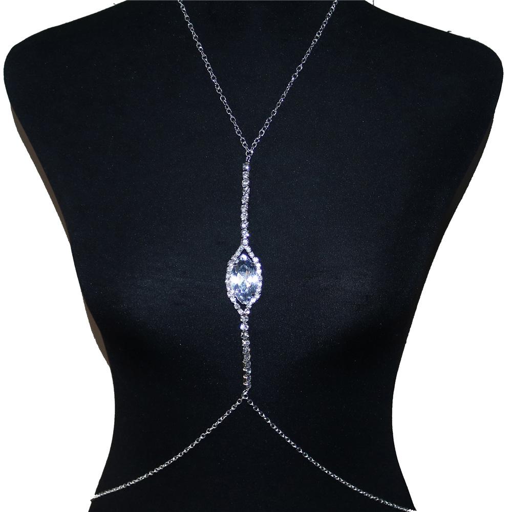 Simple And Fashionable Full Diamond Necklace Chest Chain, European And American Eye-Shaped Sexy Body Chain Body Chain