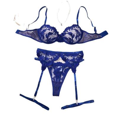 Y Transparentes Mesh-Dessous-Set: Sexy dreiteiliger Damen-BH zum Durchsehen