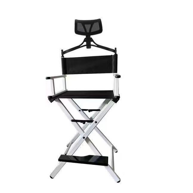 Foldable Aluminum Makeup Chair with Pillow, High Back, Outdoor Portable Hairdressing Chair
