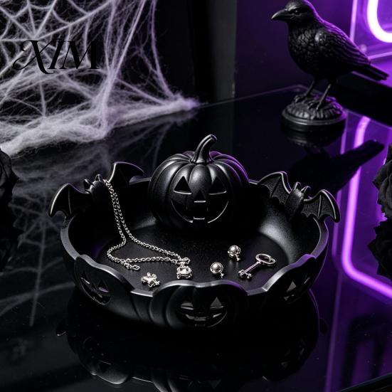 Pumpkin Tray for Halloween 3D Printed Jewelry Holder, Spooky Trinket Keys, Unique Holiday Gift Friends Rings, Earrings, Decorative Storage Organizer