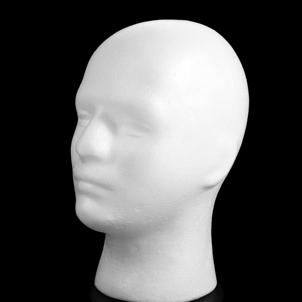Shopping Mall Closet Holder White Foam Head Model Stable Base Wig Male Mannequin Head Headset Glasses Display Stand Rack