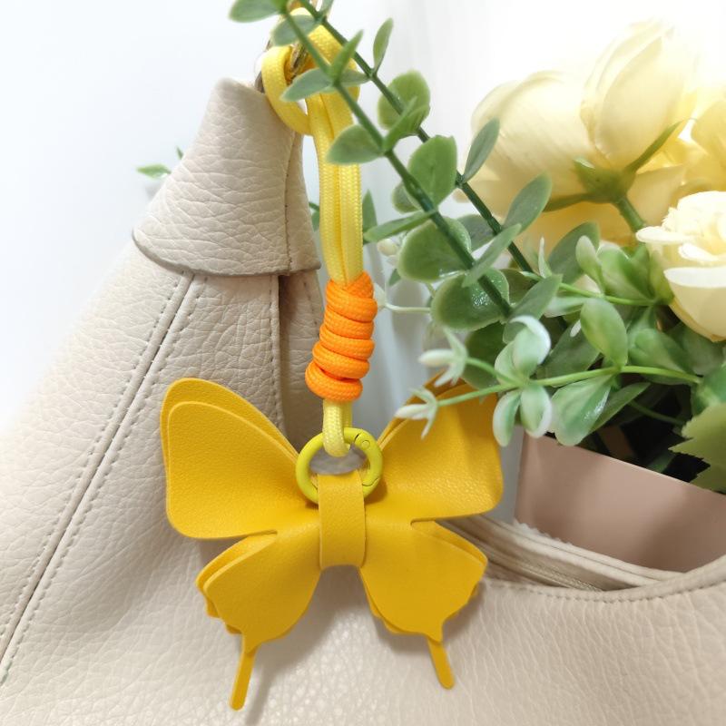 Cute Bow Butterfly Leather Keychain Pendant