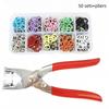 1 Set Colour Metal Snap Sewing Button Claw Kit Plier Tool Hollow Solid Snap Fasteners Kits For Installing Clothes Bags