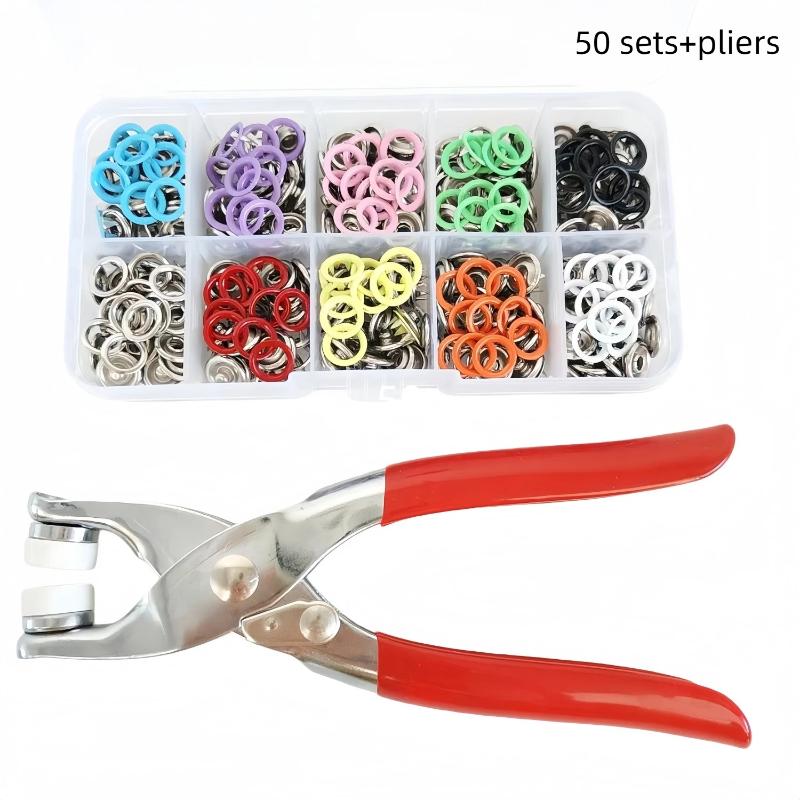 1 Set Colour Metal Snap Sewing Button Claw Kit Plier Tool Hollow Solid Snap Fasteners Kits For Installing Clothes Bags