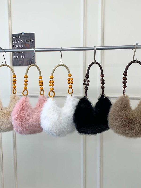 Women's Versatile Retro Plush Shoulder/Crossbody Handbag - Lightweight and Fashionable Travel Underarm Bag.