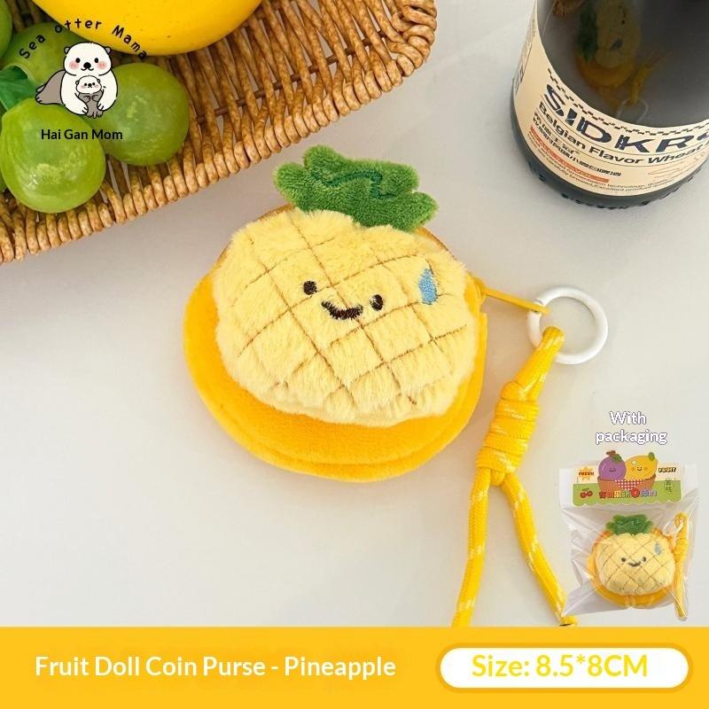 Cute Fruit Coin Purse Lightweight Hanging Pendant Soft Headphone Storage Bag for Backpack Decor Gift