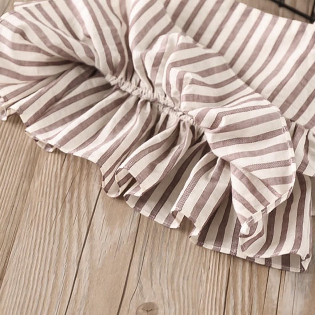 Toddler Copii Bebeluși Fete Ținute Haine Dungi Volane Vestă Set Tricou+Short