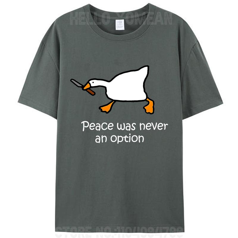 Peace Was Never An Option Cute Duck Lover Women Men's T-Shirt Clothing Cotton Round O-Neck Tees Shirts Tops Classic Gifts