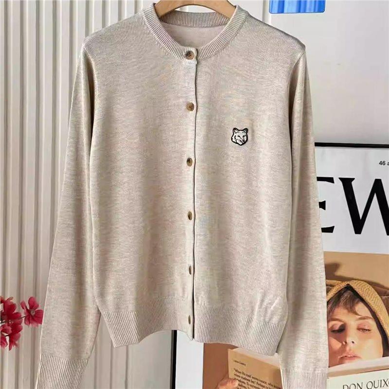 

Европейский и американский женский повседневный вязаный кардиган из шерсти с головой лисы MK Small покинуть белый