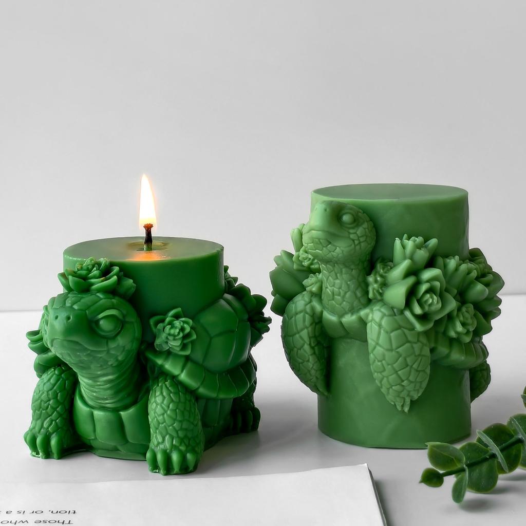 3D Tortoise Succulent Cactus Silicone Candle Mold Handmade Gift Crafts Plaster Resin Mold DIY Turtle Handmade Soap Candle Making