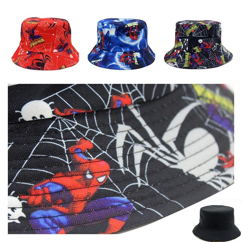 European And American Spider-man Cartoon Printed Cotton Fisherman Hat Sun Hat