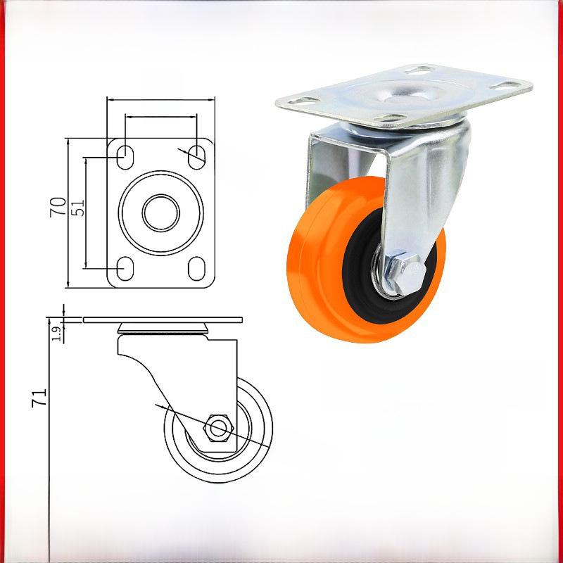 Kraftigt 3-5 tums universellt nylonhjul för vagn med broms