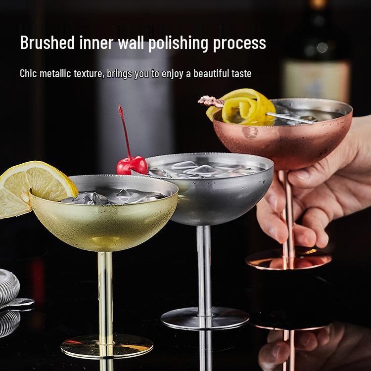 Creative High-Stemmed Stainless Steel Cocktail and Ice Cream Glass