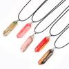Hexagon Natural Stone Necklace With Crystal Bullet Pendant For Wear Fashion