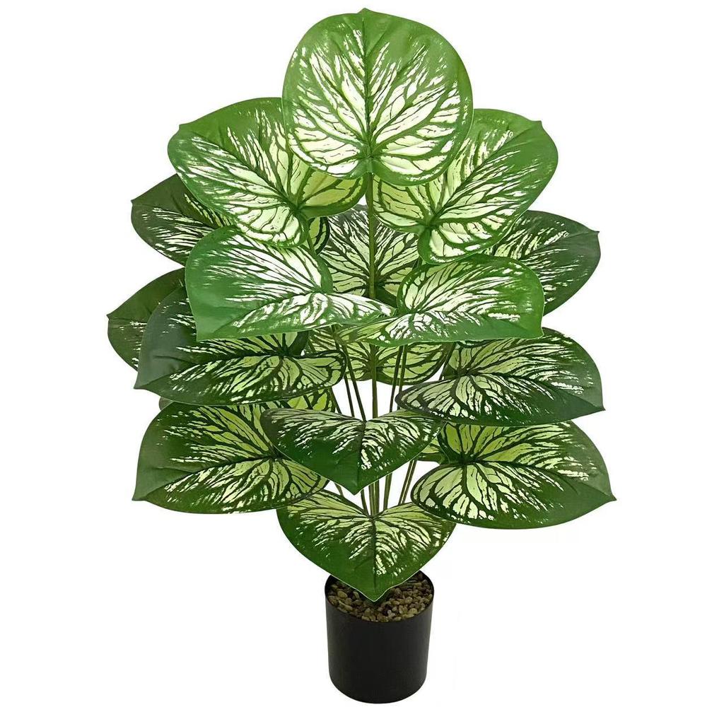 Nordic Style Artificial Green Plant Bonsai with Tactile Glue Leaves for Home Decoration