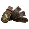 Vintage Western Denimbelte Ku hode Stor plate spenne Denim Gravert Etnisk stil Herre Punk PU lærbelte