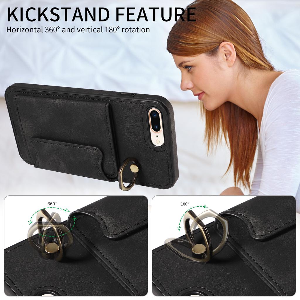 Ring Bracket Card Holder Slots Cover Phone Case for iPhone 7,iPhone 8,iPhone 7 Plus,iPhone 8 Plus,iPhone SE 2020,iPhone SE 2022