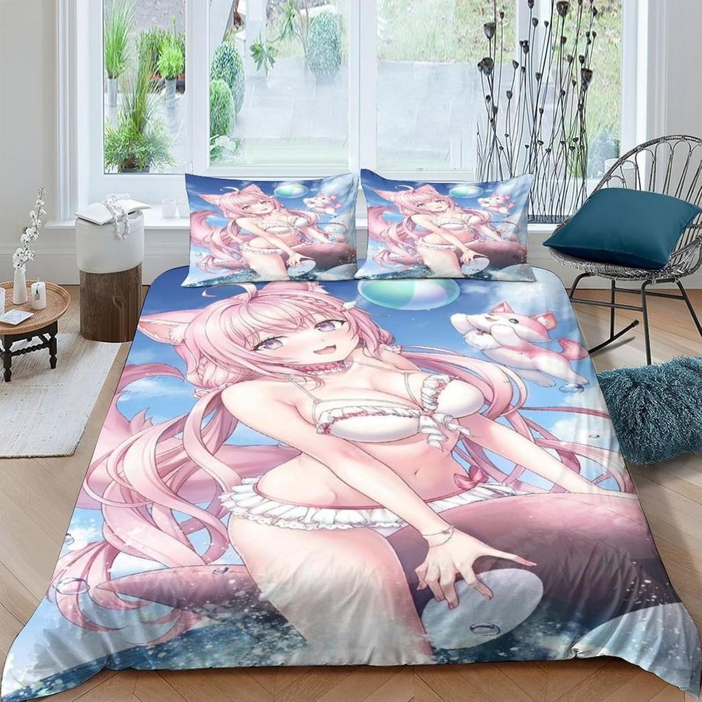 Full and Sexy Girl 3D Printed Anime Girl, Child Girl, Boy, Adult Duvet Cover, Bedding Sheet, Zipper and Pillowcase, Soft Ultra-f