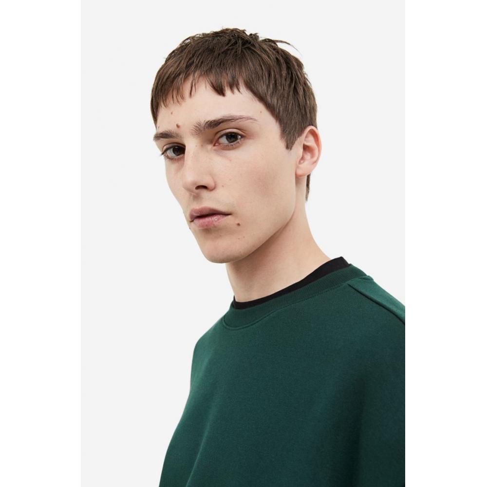 H M Loose Fit sweatsHirt Dark Green